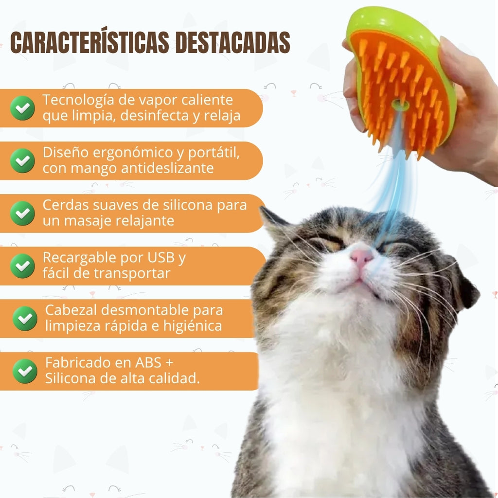 🔥 ¡ADIÓS AL PELO POR TODA LA CASA! CEPILLO DE VAPOR 3 EN 1 PARA MASCOTAS