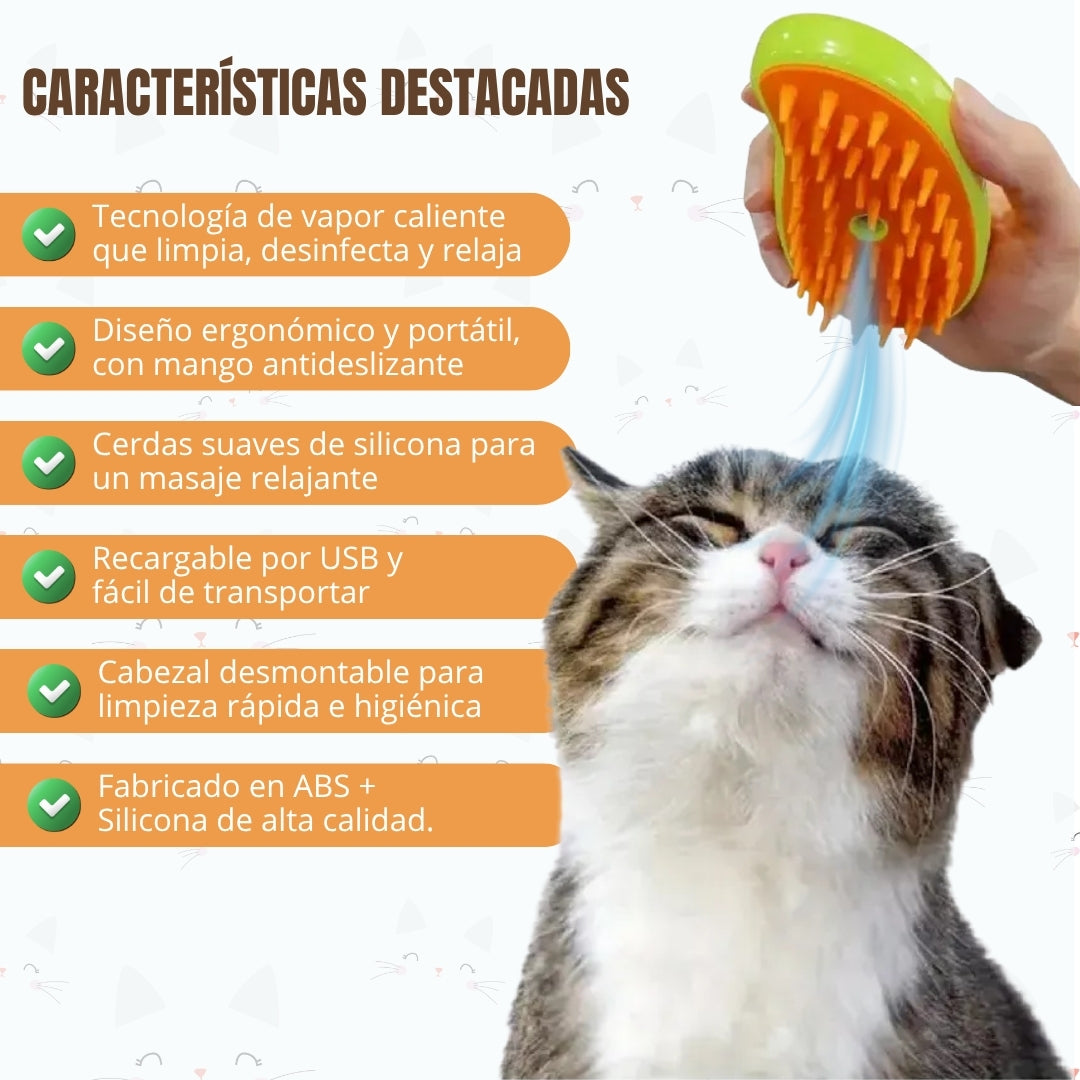 🔥 ¡ADIÓS AL PELO POR TODA LA CASA! CEPILLO DE VAPOR 3 EN 1 PARA MASCOTAS